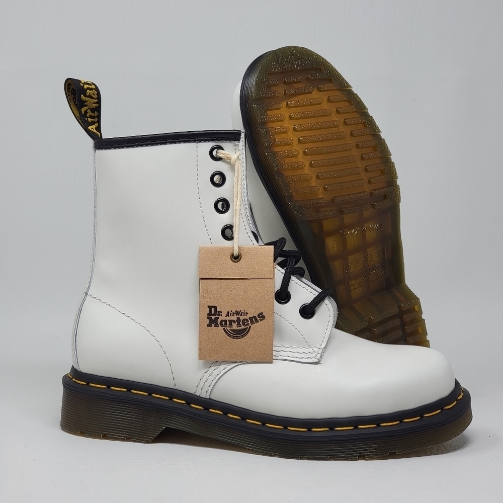 Dr. Martens 11822 Ankle Combat Boots Men's Size 4 Women's 5 White Leather New